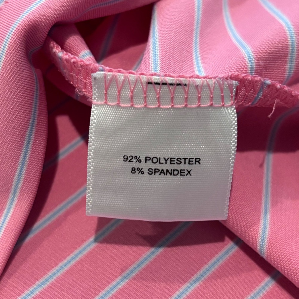 Peter Millar Summer Comfort Golf Polo Shirt Mens XL Pink Striped Preppy Casual - Picture 6 of 7